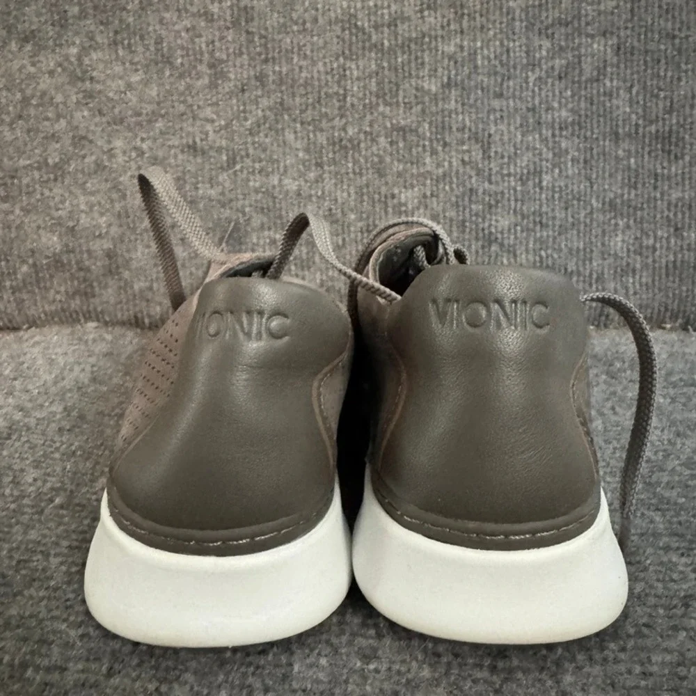 Vionic Women 6 Brown Perforated Leather Lace Up Sneakers Low Top Shoes